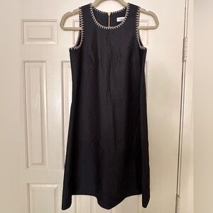 Calvin Klein Denim Shift Dress with Crochet Trim – Size 2 (New Without Tags)